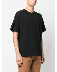 schwarzes bedrucktes T-Shirt mit einem Rundhalsausschnitt von Stone Island