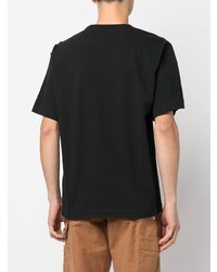 schwarzes bedrucktes T-Shirt mit einem Rundhalsausschnitt von Stone Island