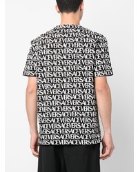 schwarzes bedrucktes T-Shirt mit einem Rundhalsausschnitt von Versace