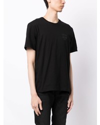 schwarzes bedrucktes T-Shirt mit einem Rundhalsausschnitt von Nudie Jeans