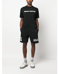 schwarzes bedrucktes T-Shirt mit einem Rundhalsausschnitt von Heron Preston