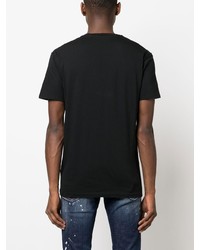 schwarzes bedrucktes T-Shirt mit einem Rundhalsausschnitt von DSQUARED2