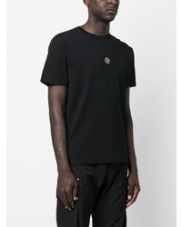 schwarzes bedrucktes T-Shirt mit einem Rundhalsausschnitt von Stone Island