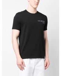 schwarzes bedrucktes T-Shirt mit einem Rundhalsausschnitt von Fay