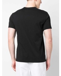 schwarzes bedrucktes T-Shirt mit einem Rundhalsausschnitt von Fay