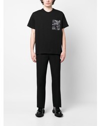 schwarzes bedrucktes T-Shirt mit einem Rundhalsausschnitt von VERSACE JEANS COUTURE