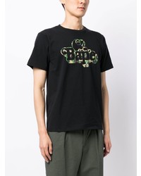 schwarzes bedrucktes T-Shirt mit einem Rundhalsausschnitt von A Bathing Ape