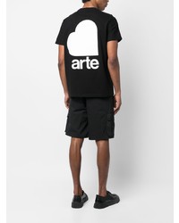 schwarzes bedrucktes T-Shirt mit einem Rundhalsausschnitt von ARTE