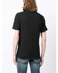 schwarzes bedrucktes T-Shirt mit einem Rundhalsausschnitt von True Religion