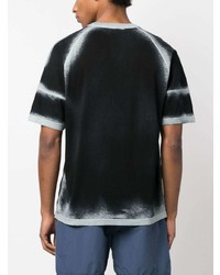 schwarzes bedrucktes T-Shirt mit einem Rundhalsausschnitt von Stone Island