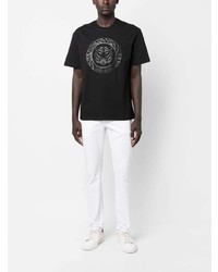 schwarzes bedrucktes T-Shirt mit einem Rundhalsausschnitt von Just Cavalli