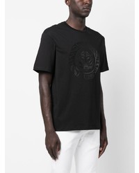 schwarzes bedrucktes T-Shirt mit einem Rundhalsausschnitt von Just Cavalli