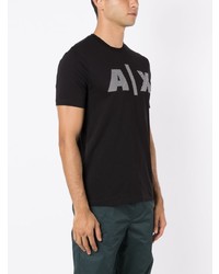 schwarzes bedrucktes T-Shirt mit einem Rundhalsausschnitt von Armani Exchange