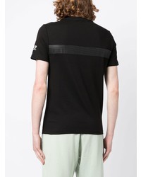 schwarzes bedrucktes T-Shirt mit einem Rundhalsausschnitt von Ea7 Emporio Armani