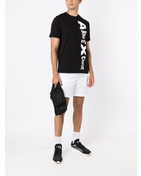 schwarzes bedrucktes T-Shirt mit einem Rundhalsausschnitt von Armani Exchange