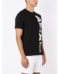 schwarzes bedrucktes T-Shirt mit einem Rundhalsausschnitt von Armani Exchange