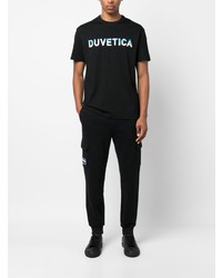 schwarzes bedrucktes T-Shirt mit einem Rundhalsausschnitt von Duvetica