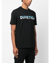 schwarzes bedrucktes T-Shirt mit einem Rundhalsausschnitt von Duvetica