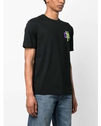 schwarzes bedrucktes T-Shirt mit einem Rundhalsausschnitt von Duvetica
