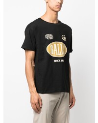 schwarzes bedrucktes T-Shirt mit einem Rundhalsausschnitt von Bally