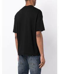 schwarzes bedrucktes T-Shirt mit einem Rundhalsausschnitt von Emporio Armani