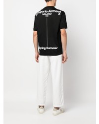 schwarzes bedrucktes T-Shirt mit einem Rundhalsausschnitt von Emporio Armani