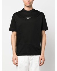 schwarzes bedrucktes T-Shirt mit einem Rundhalsausschnitt von Emporio Armani