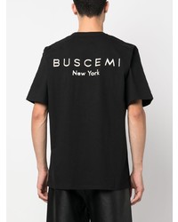 schwarzes bedrucktes T-Shirt mit einem Rundhalsausschnitt von Buscemi