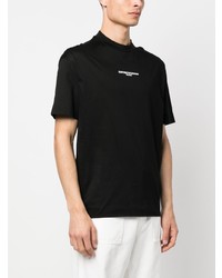 schwarzes bedrucktes T-Shirt mit einem Rundhalsausschnitt von Emporio Armani