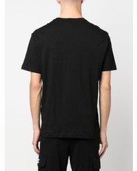 schwarzes bedrucktes T-Shirt mit einem Rundhalsausschnitt von Ea7 Emporio Armani