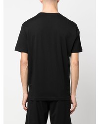 schwarzes bedrucktes T-Shirt mit einem Rundhalsausschnitt von Ea7 Emporio Armani