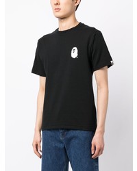 schwarzes bedrucktes T-Shirt mit einem Rundhalsausschnitt von A Bathing Ape