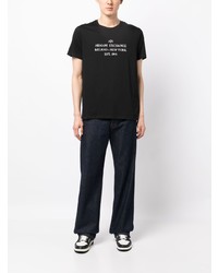 schwarzes bedrucktes T-Shirt mit einem Rundhalsausschnitt von Armani Exchange