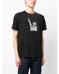 schwarzes bedrucktes T-Shirt mit einem Rundhalsausschnitt von Armani Exchange