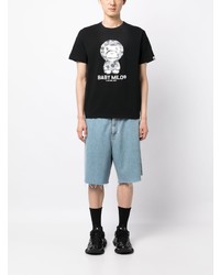 schwarzes bedrucktes T-Shirt mit einem Rundhalsausschnitt von BAPE BLACK *A BATHING APE®