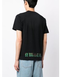 schwarzes bedrucktes T-Shirt mit einem Rundhalsausschnitt von BAPE BLACK *A BATHING APE®