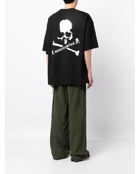 schwarzes bedrucktes T-Shirt mit einem Rundhalsausschnitt von Mastermind Japan