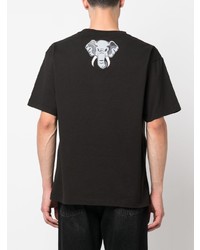 schwarzes bedrucktes T-Shirt mit einem Rundhalsausschnitt von Kenzo