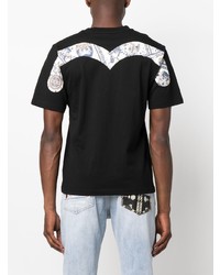 schwarzes bedrucktes T-Shirt mit einem Rundhalsausschnitt von Evisu