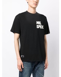 schwarzes bedrucktes T-Shirt mit einem Rundhalsausschnitt von Izzue