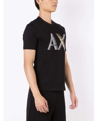 schwarzes bedrucktes T-Shirt mit einem Rundhalsausschnitt von Armani Exchange