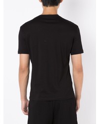 schwarzes bedrucktes T-Shirt mit einem Rundhalsausschnitt von Armani Exchange