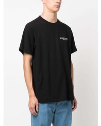 schwarzes bedrucktes T-Shirt mit einem Rundhalsausschnitt von Sporty & Rich