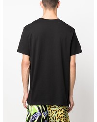 schwarzes bedrucktes T-Shirt mit einem Rundhalsausschnitt von Just Cavalli