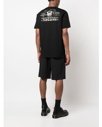 schwarzes bedrucktes T-Shirt mit einem Rundhalsausschnitt von Diesel