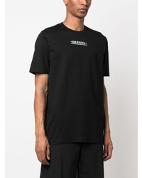 schwarzes bedrucktes T-Shirt mit einem Rundhalsausschnitt von Diesel