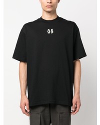 schwarzes bedrucktes T-Shirt mit einem Rundhalsausschnitt von 44 label group