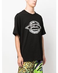 schwarzes bedrucktes T-Shirt mit einem Rundhalsausschnitt von Just Cavalli