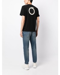 schwarzes bedrucktes T-Shirt mit einem Rundhalsausschnitt von Trussardi