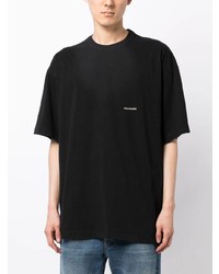 schwarzes bedrucktes T-Shirt mit einem Rundhalsausschnitt von Trussardi